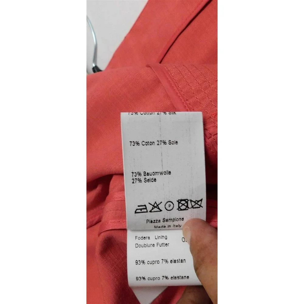 Piazza Sempione Italy Salmon‎ Pink Cotton Silk Blend Jacket sz 46